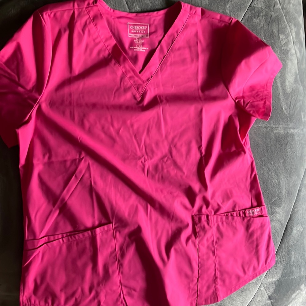 pink scrub set